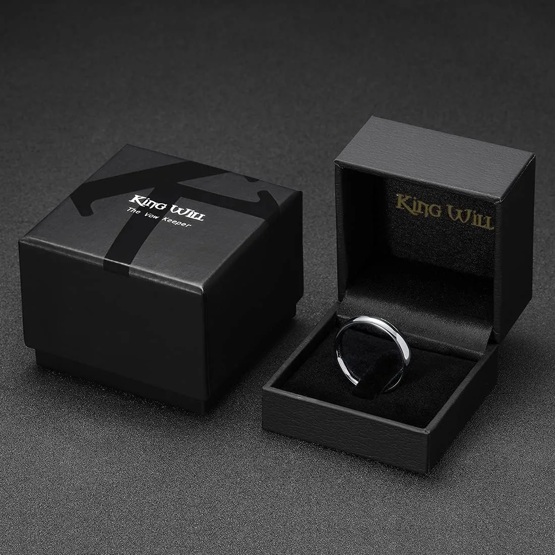 King Will 2mm 4mm 6mm 7mm 8mm Silver Tungsten Carbide Mens Ring - Basic Wedding Band for Men Women, Silver Gunmetal Black Blue Domed High Polish Finish Wedding Ring, Comfort Fit Size 4-15