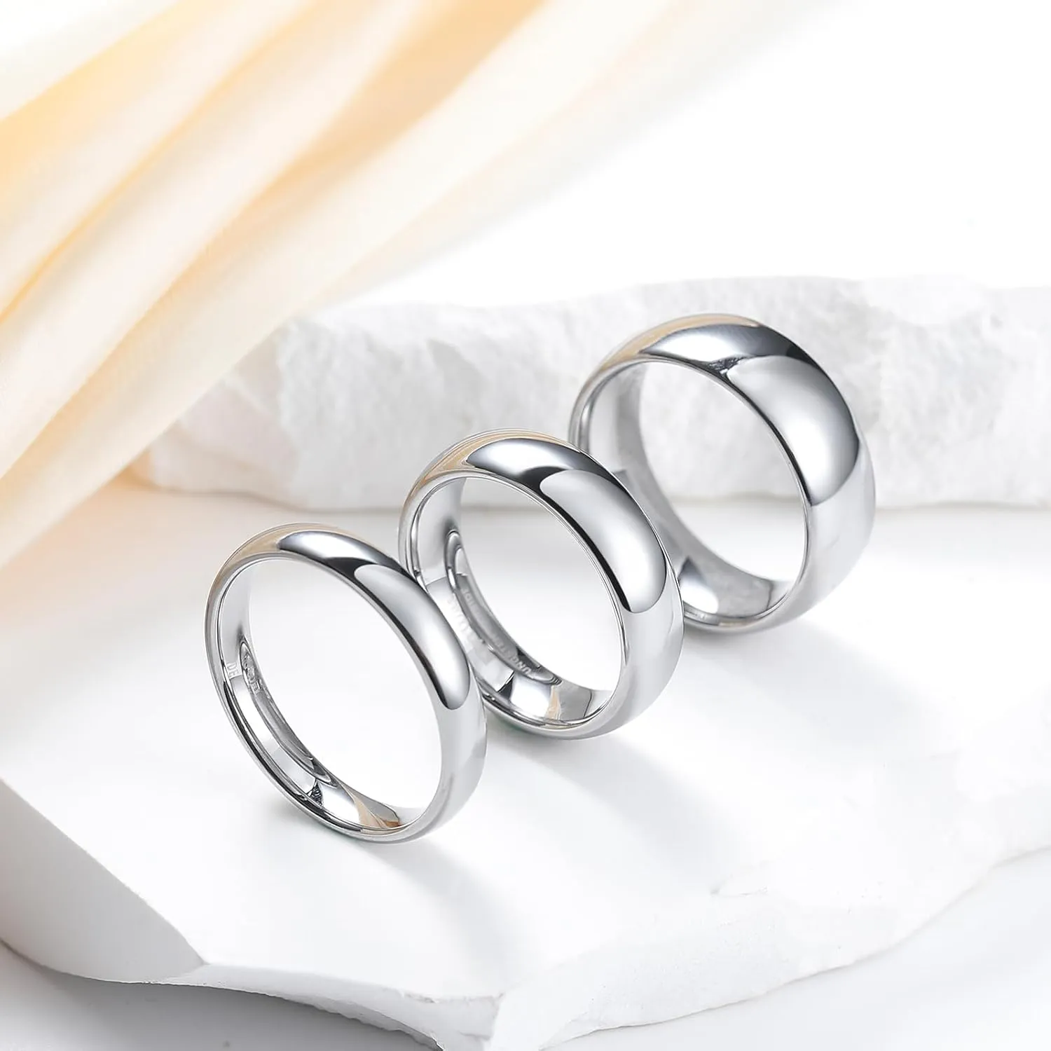 King Will 2mm 4mm 6mm 7mm 8mm Silver Tungsten Carbide Mens Ring - Basic Wedding Band for Men Women, Silver Gunmetal Black Blue Domed High Polish Finish Wedding Ring, Comfort Fit Size 4-15
