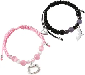 Kitty Spider Friendship Bracelet For Couples Best Friend Bff Family, Matching Heart Couples Bracelet Birthday Valentines Day Gifts To Daughter Sister Bestie Son Soulmate Friend