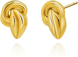 Knotted Abstact Chunky Gold Stud Earrings for Women Button Geomeric Minimalist Knot Thick Irregular Stud Earrings Trendy Vintage Designer Everyday Earrings Unique Classy Jewelry
