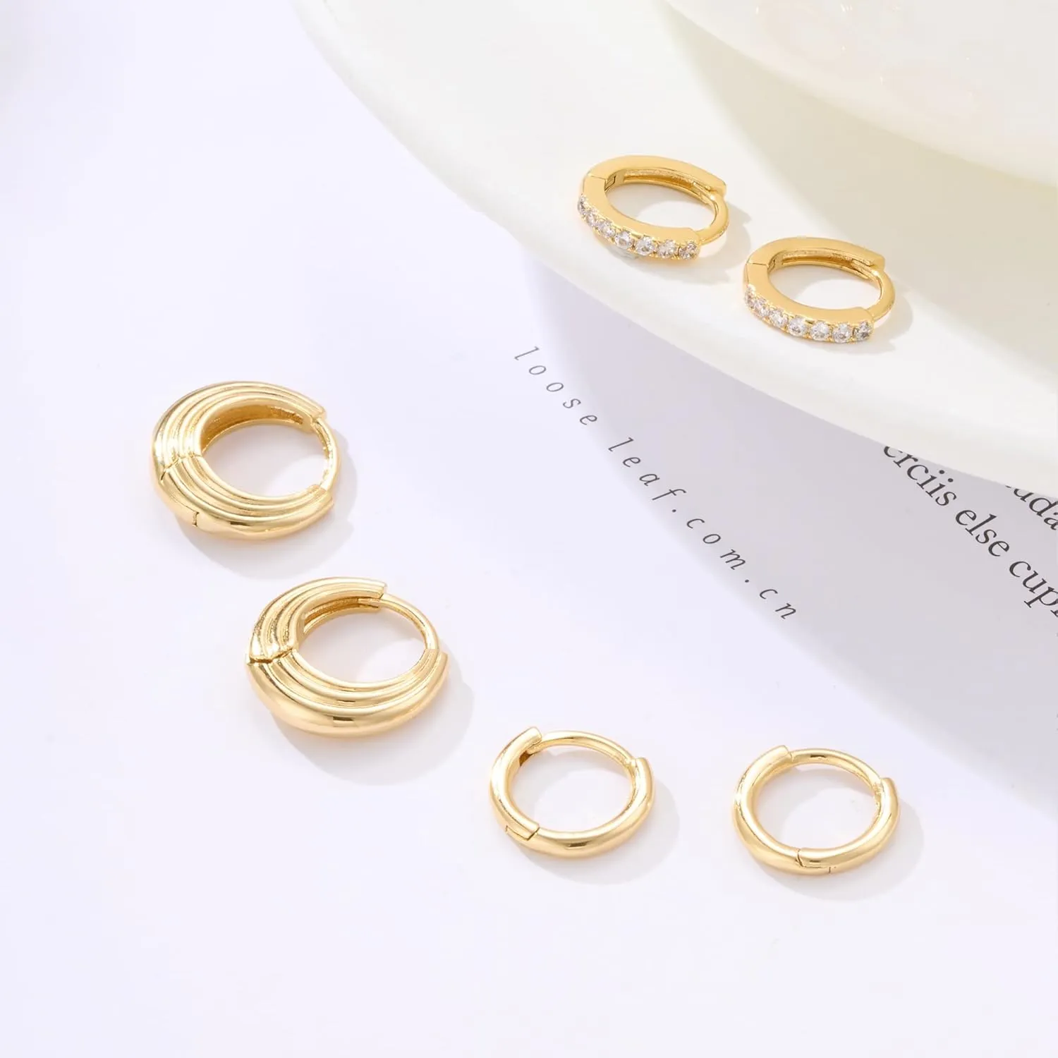 KOHOTA 3 Pairs Gold Hoop Earrings Set for Women 925 Sterling Silver Post Stud Earrings 14K Gold Plated Hypoallergenic Cartilage Earrings Huggie Hoop Dangle Earrings for Multiple Piercing Jewelry Gifts