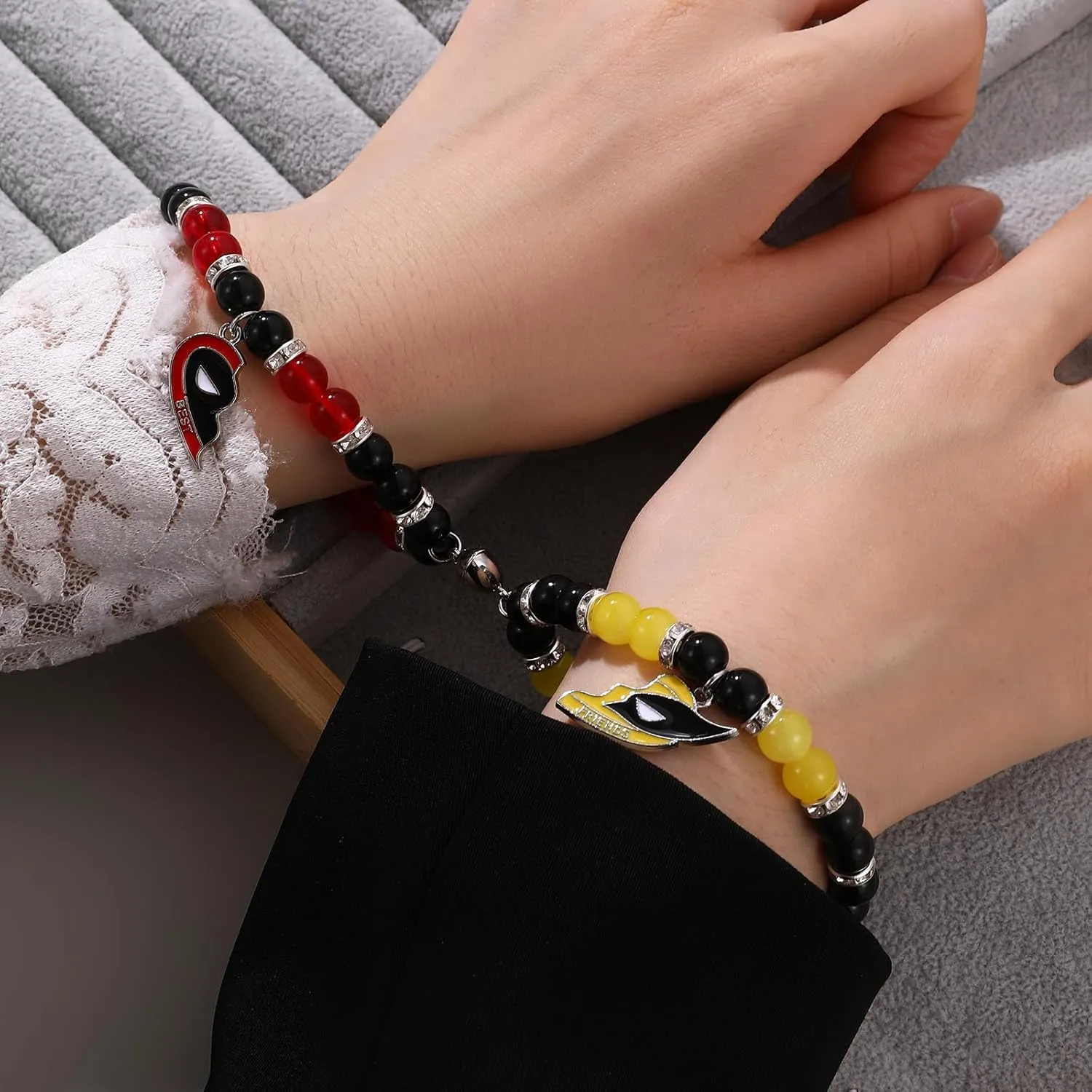 Korotho Matching Spider Bracelets for Couples Best Friend, Christmas Matching Heart Charm Bracelets Gifts for Couples Friends Spider Friendship Jewelry to Sister Bestie Long Distance Gift for Bf Gf