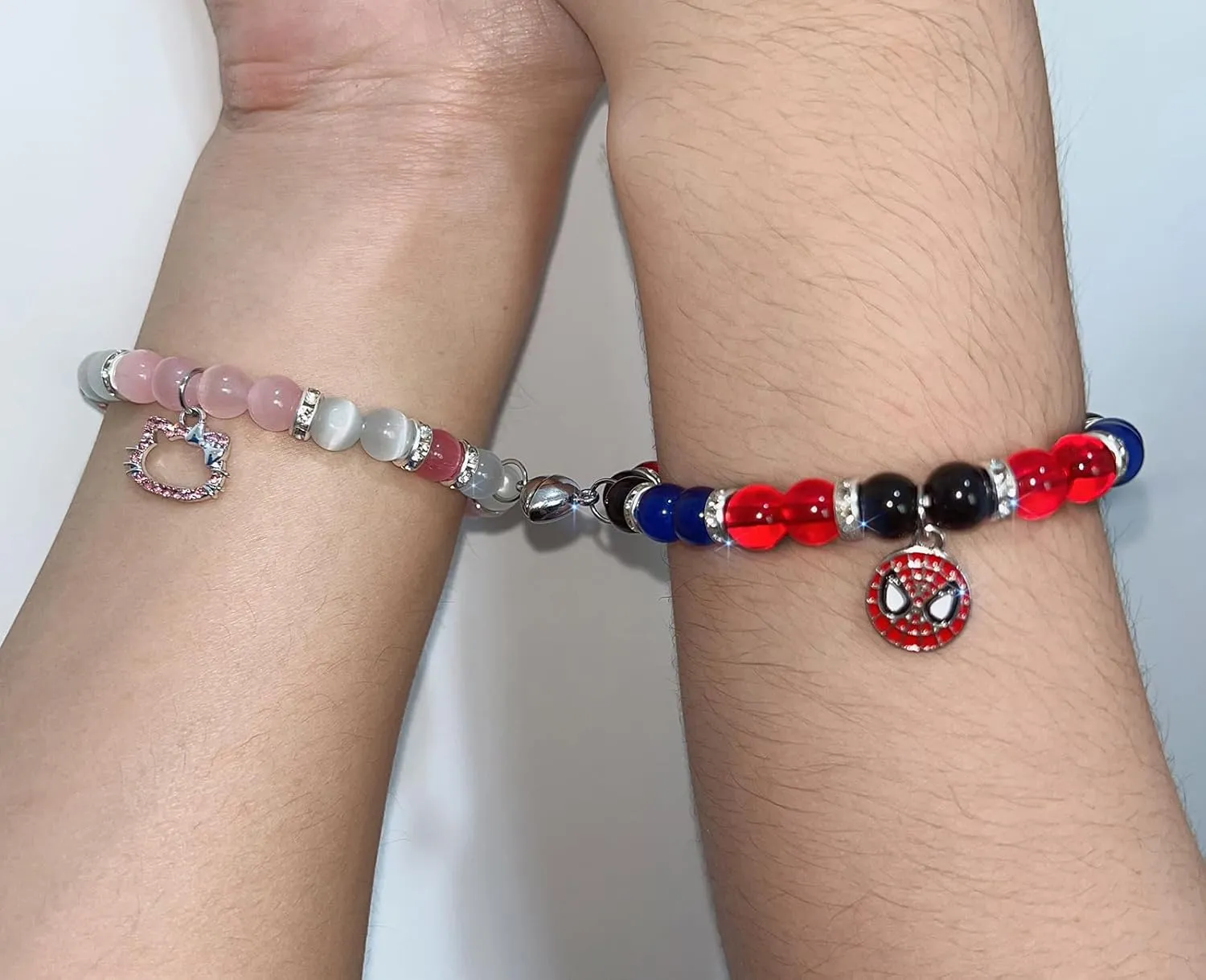 Korotho Matching Spider Bracelets for Couples Best Friend, Christmas Matching Heart Charm Bracelets Gifts for Couples Friends Spider Friendship Jewelry to Sister Bestie Long Distance Gift for Bf Gf
