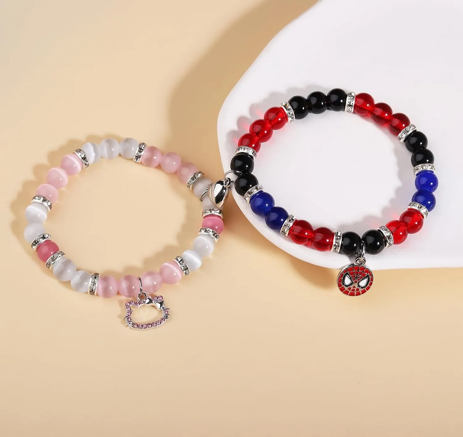 Korotho Matching Spider Bracelets for Couples Best Friend, Christmas Matching Heart Charm Bracelets Gifts for Couples Friends Spider Friendship Jewelry to Sister Bestie Long Distance Gift for Bf Gf