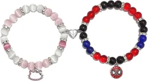 Korotho Matching Spider Bracelets for Couples Best Friend, Christmas Matching Heart Charm Bracelets Gifts for Couples Friends Spider Friendship Jewelry to Sister Bestie Long Distance Gift for Bf Gf