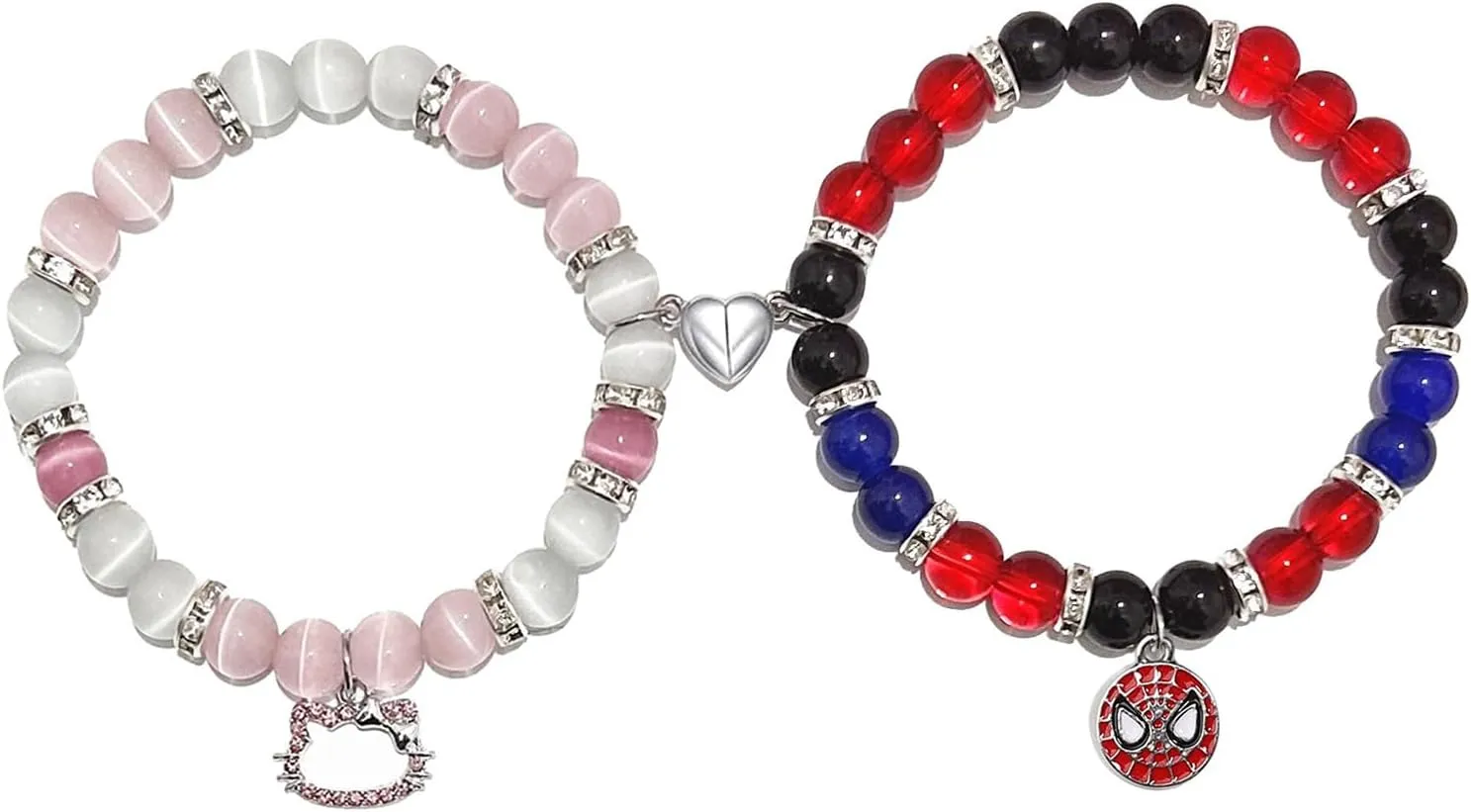Korotho Matching Spider Bracelets for Couples Best Friend, Christmas Matching Heart Charm Bracelets Gifts for Couples Friends Spider Friendship Jewelry to Sister Bestie Long Distance Gift for Bf Gf