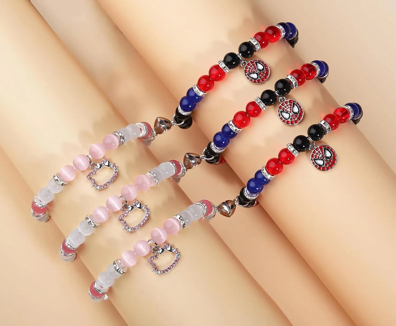 Korotho Matching Spider Bracelets for Couples Best Friend, Christmas Matching Heart Charm Bracelets Gifts for Couples Friends Spider Friendship Jewelry to Sister Bestie Long Distance Gift for Bf Gf