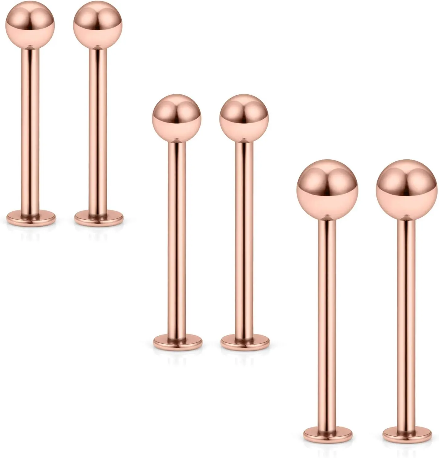 Kridzisw 16G 316L Stainless Steel Labret Cheek Tongue Rings Barbell Body Piercing Jewelry 4mm 5mm Bar Size 14mm-19mm Bar Length Available 6Pcs