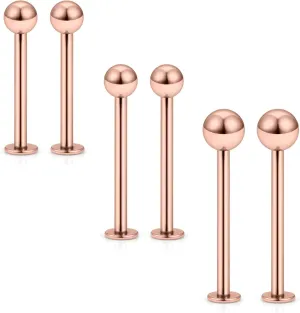 Kridzisw 16G 316L Stainless Steel Labret Cheek Tongue Rings Barbell Body Piercing Jewelry 4mm 5mm Bar Size 14mm-19mm Bar Length Available 6Pcs