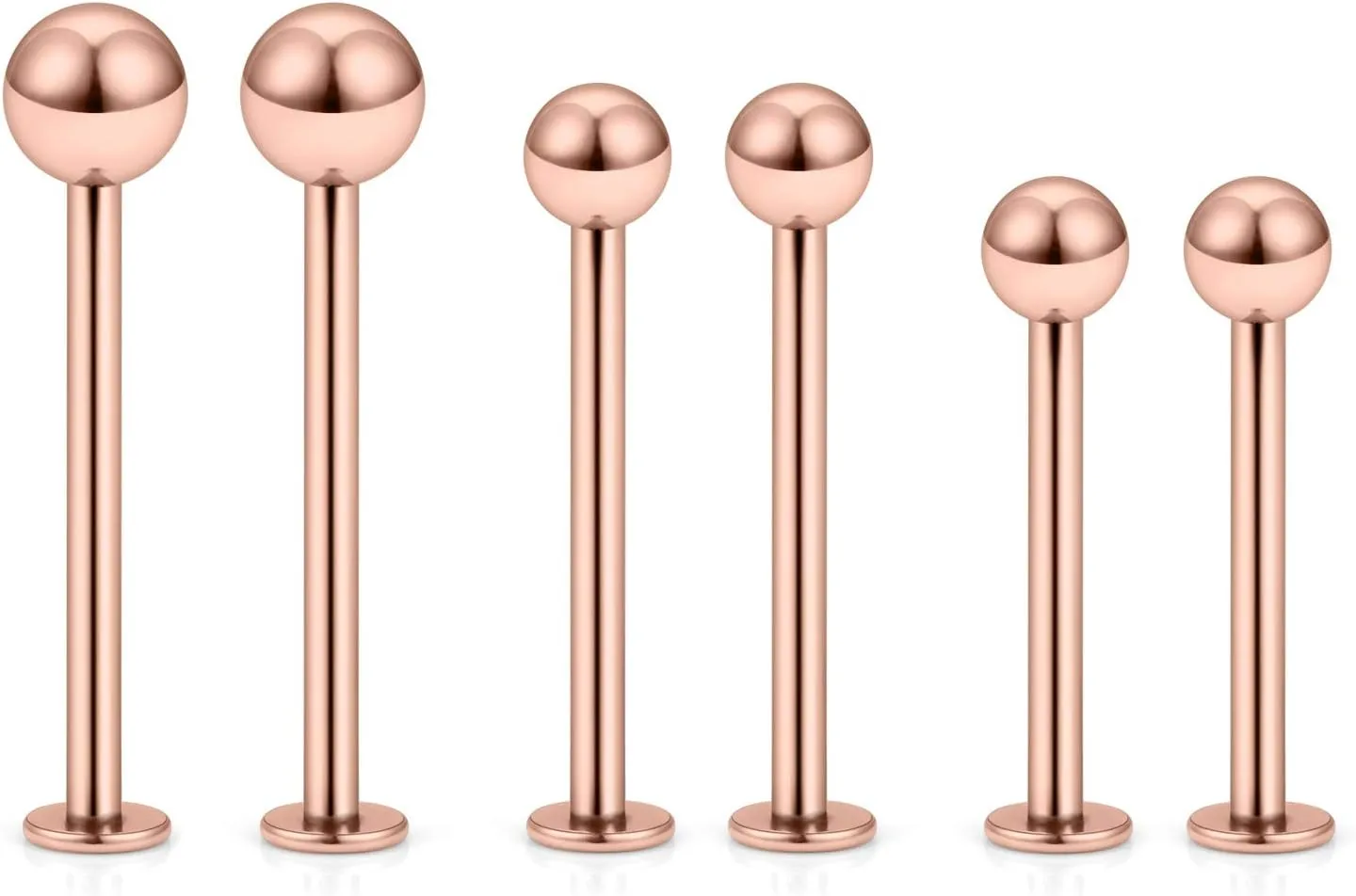 Kridzisw 16G 316L Stainless Steel Labret Cheek Tongue Rings Barbell Body Piercing Jewelry 4mm 5mm Bar Size 14mm-19mm Bar Length Available 6Pcs