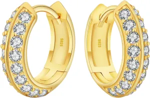 KRKC&CO Moissanite Hoops Earrings for Men, D Color, VVS1, S925 Sterling Silver, Gold Plated Hoops, Brilliant Round For Him,     