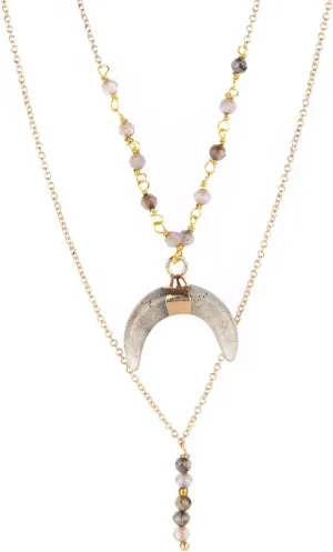 Lannaclothesdesign Layered Necklace  Elegant Dainty Necklace for Women with Semi Precious Stones  Brass Necklaces for Women Trendy with Secure Lobster Closure  Pendant Necklace with Ready to Give Packaging
