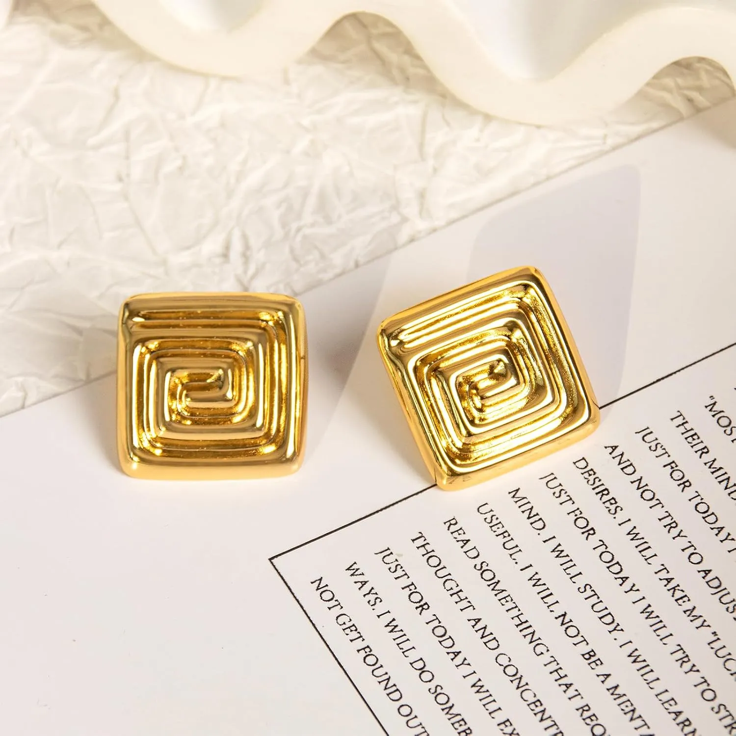 Large Gold Statement Chunky Stud Earrings for Women Trendy Vintage Large Gold Geometric Earrings Jewelry