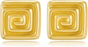 Large Gold Statement Chunky Stud Earrings for Women Trendy Vintage Large Gold Geometric Earrings Jewelry