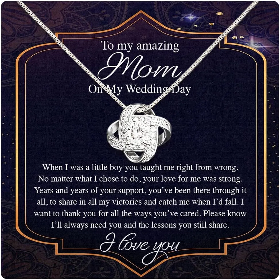 Larvincy To My Mom Necklace from Son with Heartfelt Message & Elegant Box - Mother of the Groom Necklace for Wedding, Jewelry Gift For Mom On Birthday, Mothers Day or Special Occasion
