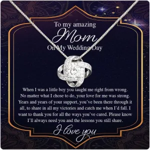 Larvincy To My Mom Necklace from Son with Heartfelt Message & Elegant Box - Mother of the Groom Necklace for Wedding, Jewelry Gift For Mom On Birthday, Mothers Day or Special Occasion