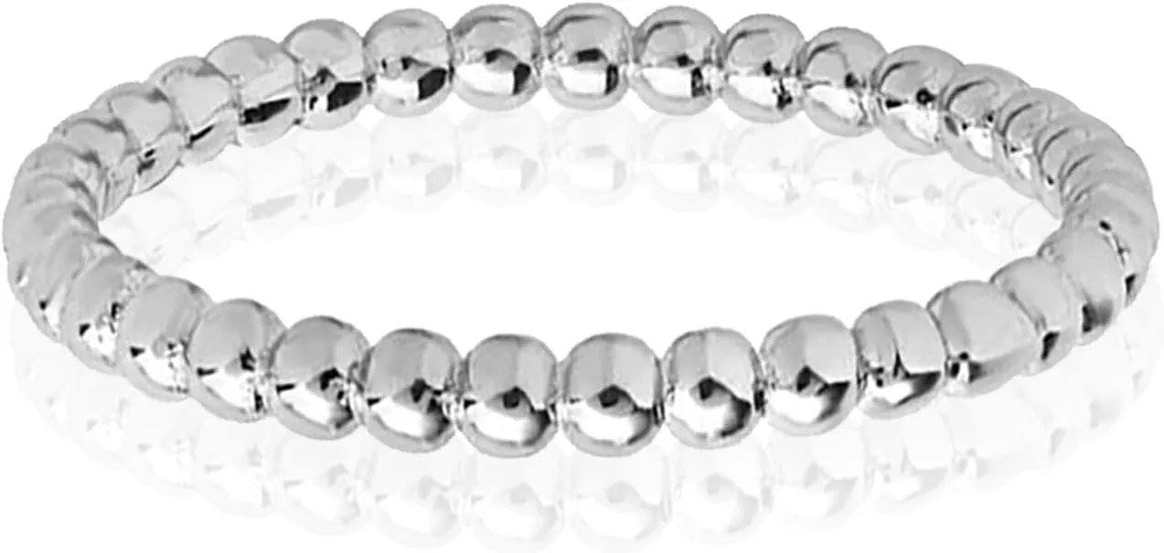 LeCalla 925 Sterling Silver Bead Band Ring for Women | Eternity Beaded Style Wedding Band | Classic Simple Plain Stackable Finger Rings