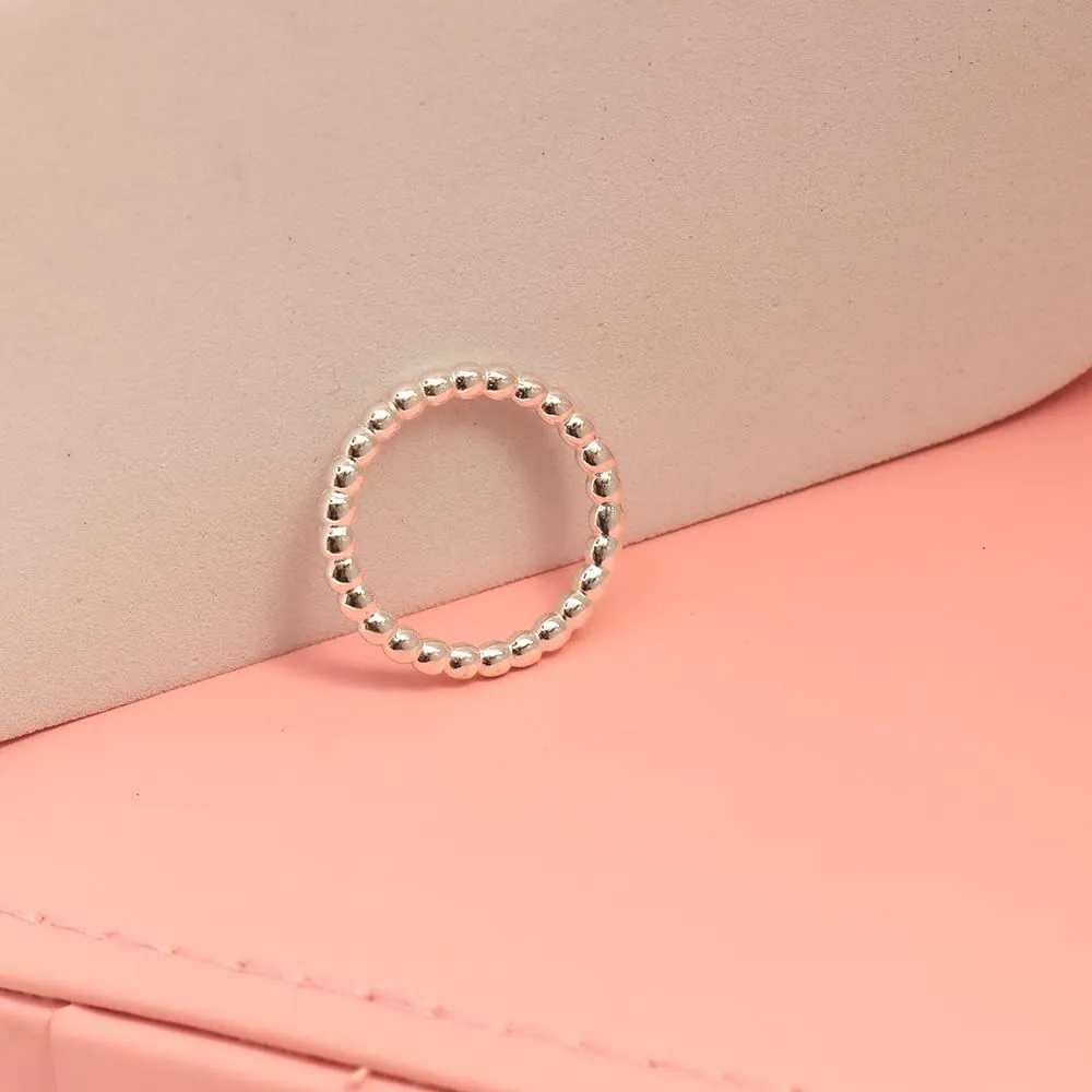 LeCalla 925 Sterling Silver Bead Band Ring for Women | Eternity Beaded Style Wedding Band | Classic Simple Plain Stackable Finger Rings