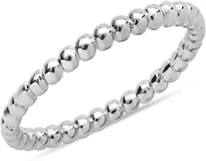 LeCalla 925 Sterling Silver Bead Band Ring for Women | Eternity Beaded Style Wedding Band | Classic Simple Plain Stackable Finger Rings