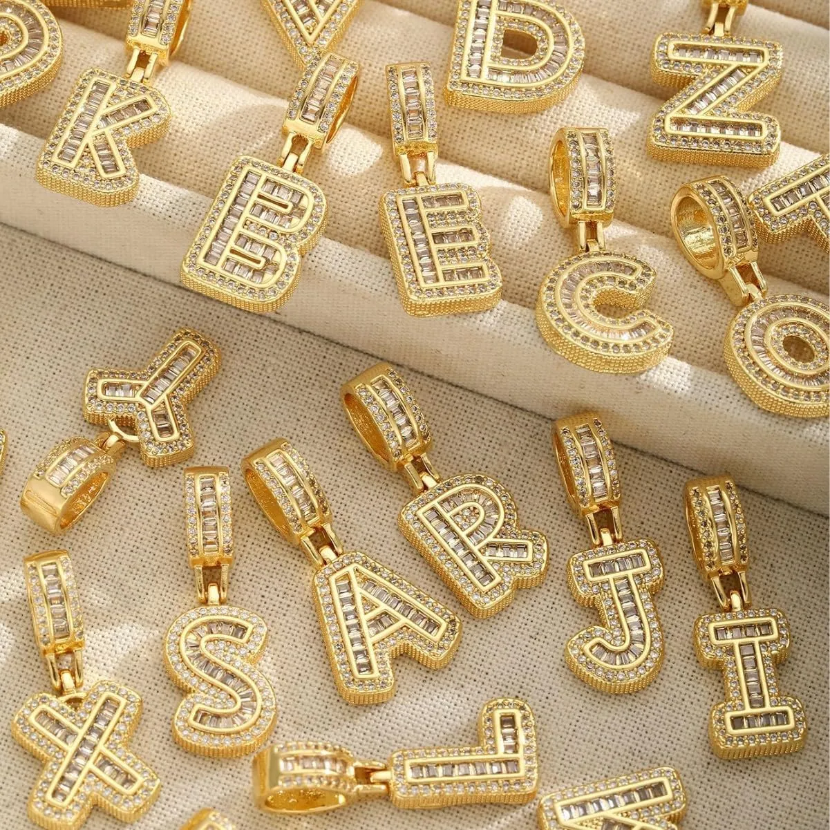 Letter Necklace for Women,14K Gold Plated Initial Necklaces, Personalized Custom Name Jewelry, Initials Pendent Necklace for Couple,2PCS Trendy Dainty Bling Necklace for Birthdays Christmas