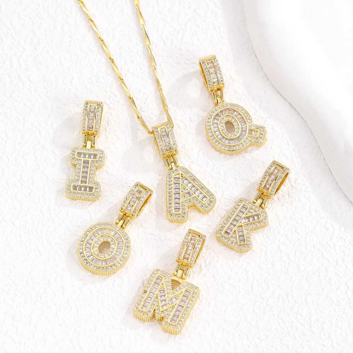 Letter Necklace for Women,14K Gold Plated Initial Necklaces, Personalized Custom Name Jewelry, Initials Pendent Necklace for Couple,2PCS Trendy Dainty Bling Necklace for Birthdays Christmas
