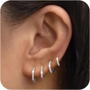 LEXODY Small Gold Hoop Earrings Set for Women, 14K Gold Plated Tiny Lightweight Cubic Zirconia Huggie Earrings Trendy Dainty Cartilage Earring Jewelry for Women Gifts