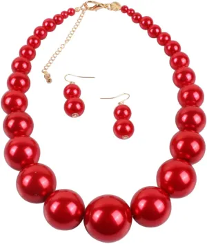LIFKOME Imitation Pearl Necklace Earrings Set Exaggerated Clavicle Chain Fashionable Jewelry for Women Perfect Present for Party Wedding Special Events