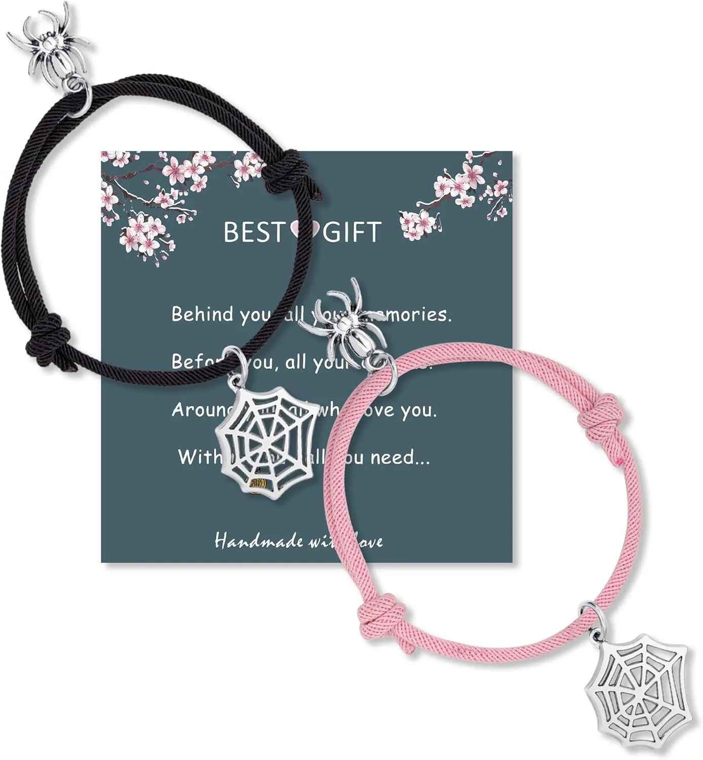 LINY 2Pcs Spider Bracelets for Couples Matching Bracelet Promise Braided Rope Relationship Bracelet for Her and Him Spider Friendship Bracelets for Women Men