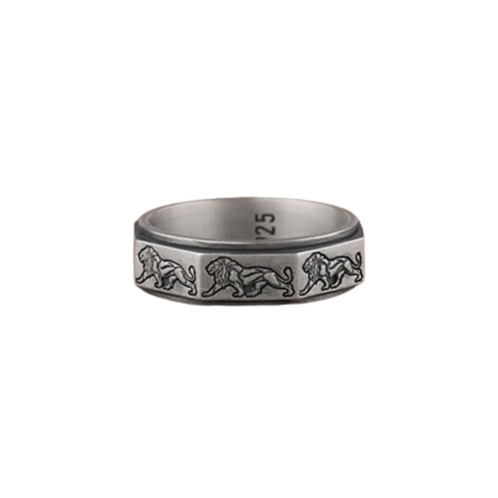 Lion Silver Ring, 925 Sterling Silver Ring, Handmade Spinner Ring, Statement Band Ring, Spinner Ring Father, Ottoman Silver Ring, Boho Mens Ring, Dainty Silver Ring, Gift For Him