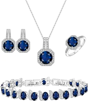 LMXXVJ Jewelry Set for Women,Necklace Earrings Adjustable Ring Bracelet Set Birthday Mother's Day Thanksgiving Gift for Women