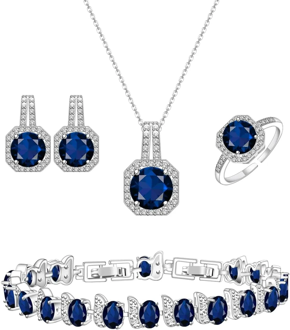 LMXXVJ Jewelry Set for Women,Necklace Earrings Adjustable Ring Bracelet Set Birthday Mother's Day Thanksgiving Gift for Women