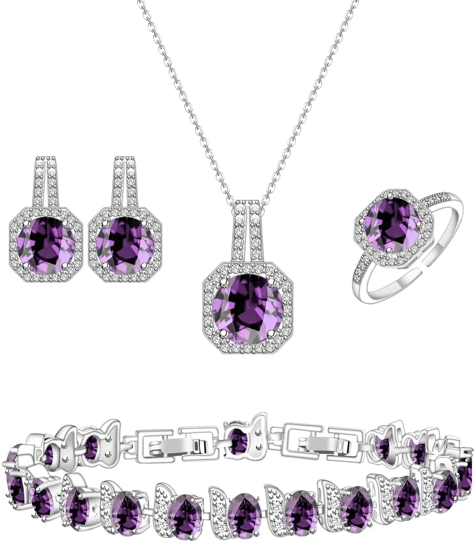 LMXXVJ Jewelry Set for Women,Necklace Earrings Adjustable Ring Bracelet Set Birthday Mother's Day Thanksgiving Gift for Women