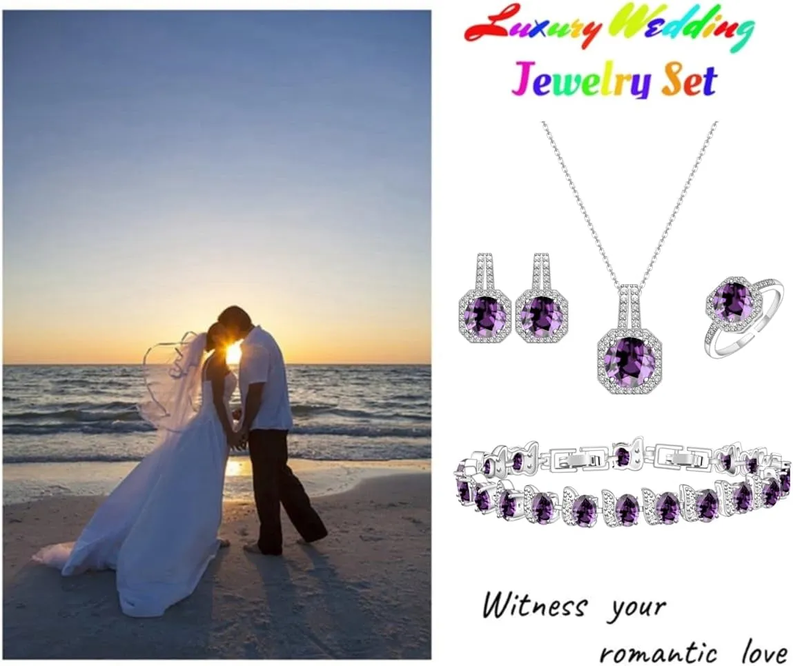 LMXXVJ Jewelry Set for Women,Necklace Earrings Adjustable Ring Bracelet Set Birthday Mother's Day Thanksgiving Gift for Women