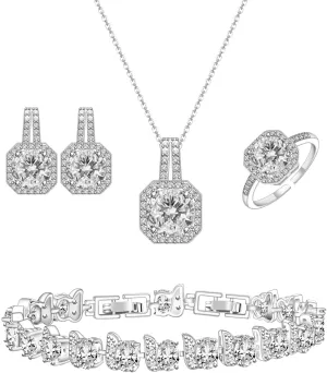 LMXXVJ Jewelry Set for Women,Necklace Earrings Adjustable Ring Bracelet Set Birthday Mother's Day Thanksgiving Gift for Women