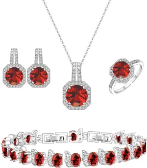 LMXXVJ Jewelry Set for Women,Necklace Earrings Adjustable Ring Bracelet Set Birthday Mother's Day Thanksgiving Gift for Women