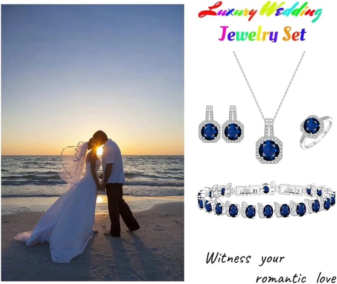 LMXXVJ Jewelry Set for Women,Necklace Earrings Adjustable Ring Bracelet Set Birthday Mother's Day Thanksgiving Gift for Women