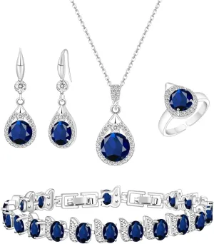 LMXXVJ Jewelry Set For Women,Platinum Plated Necklace Ring Earrings Bracelet Costume Jewelry Set Mother's Day Christmas Birthday Thanksgiving Day Gift for Mom/Wife