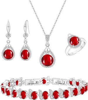 LMXXVJ Jewelry Set For Women,Platinum Plated Necklace Ring Earrings Bracelet Costume Jewelry Set Mother's Day Christmas Birthday Thanksgiving Day Gift for Mom/Wife