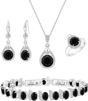 LMXXVJ Jewelry Set For Women,Platinum Plated Necklace Ring Earrings Bracelet Costume Jewelry Set Mother's Day Christmas Birthday Thanksgiving Day Gift for Mom/Wife