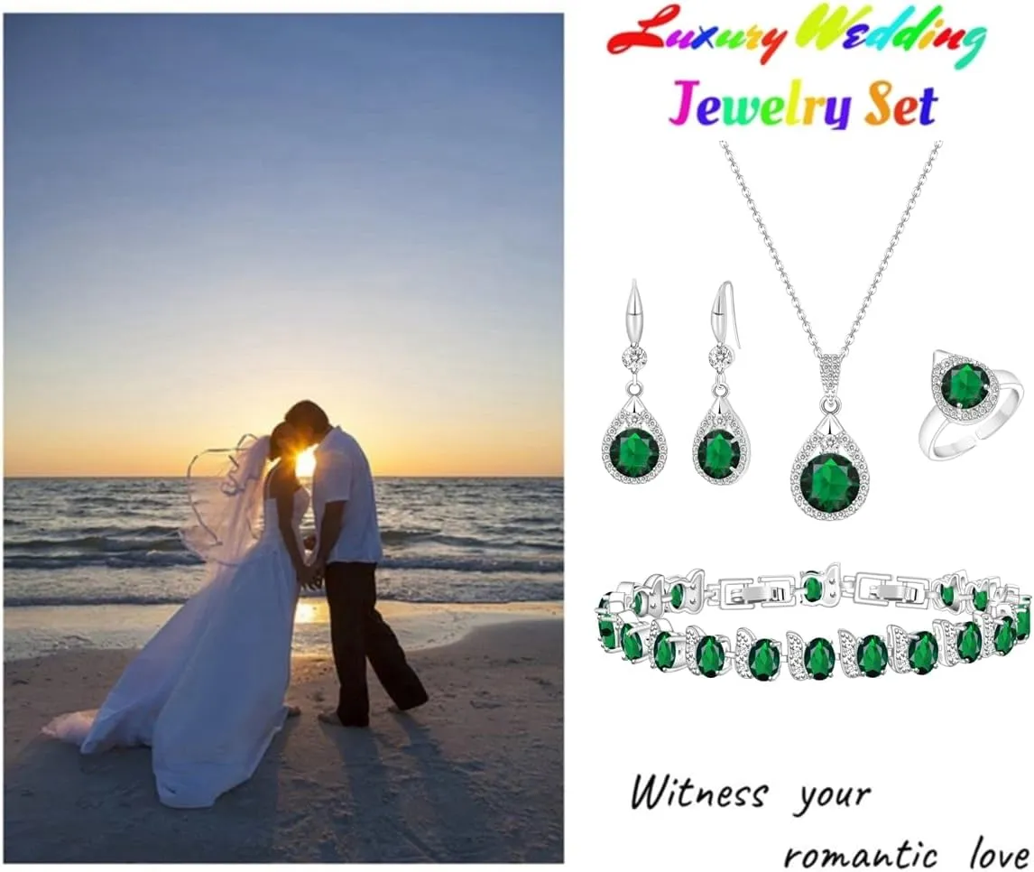 LMXXVJ Jewelry Set For Women,Platinum Plated Necklace Ring Earrings Bracelet Costume Jewelry Set Mother's Day Christmas Birthday Thanksgiving Day Gift for Mom/Wife