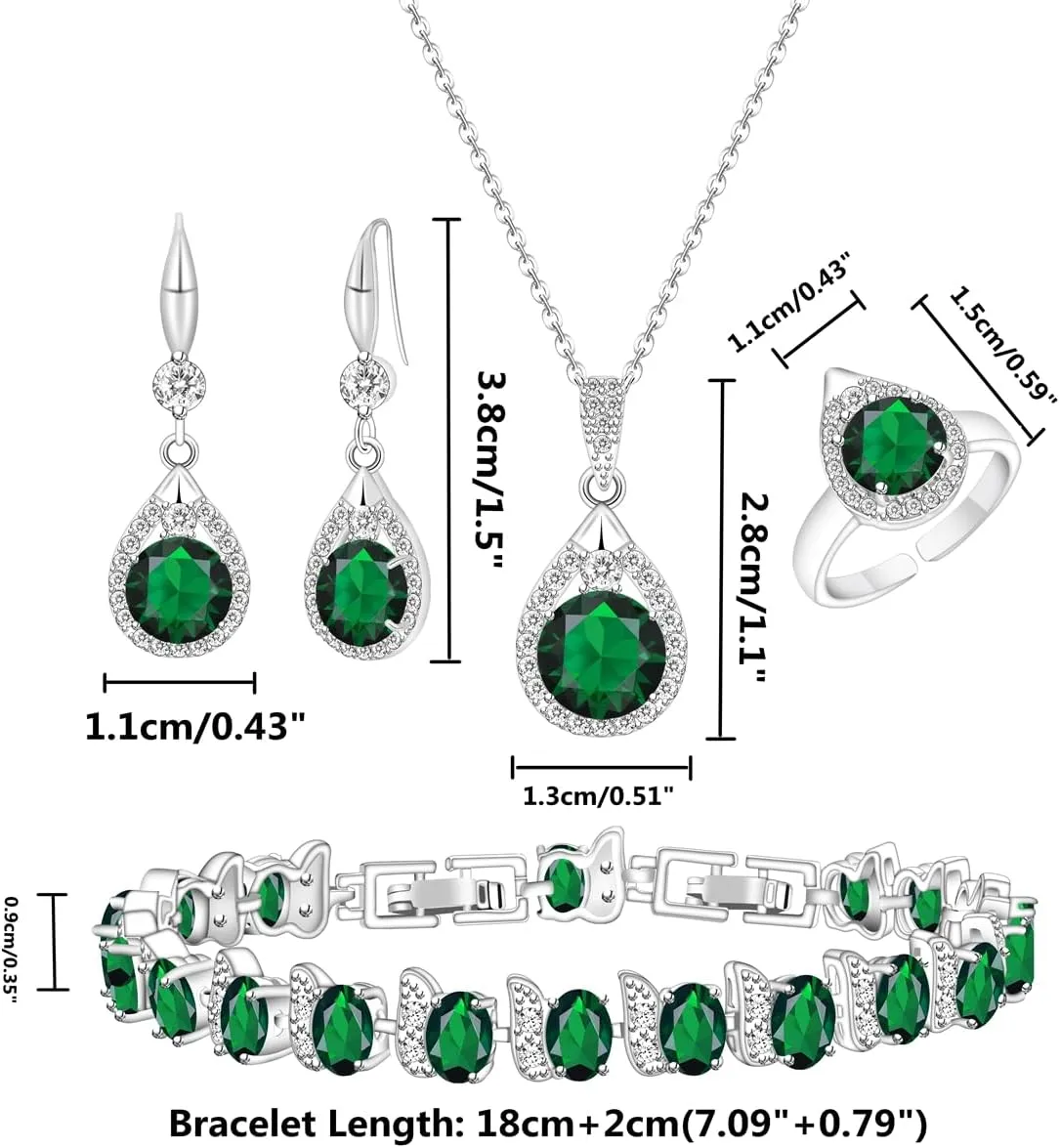 LMXXVJ Jewelry Set For Women,Platinum Plated Necklace Ring Earrings Bracelet Costume Jewelry Set Mother's Day Christmas Birthday Thanksgiving Day Gift for Mom/Wife