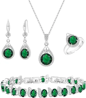 LMXXVJ Jewelry Set For Women,Platinum Plated Necklace Ring Earrings Bracelet Costume Jewelry Set Mother's Day Christmas Birthday Thanksgiving Day Gift for Mom/Wife