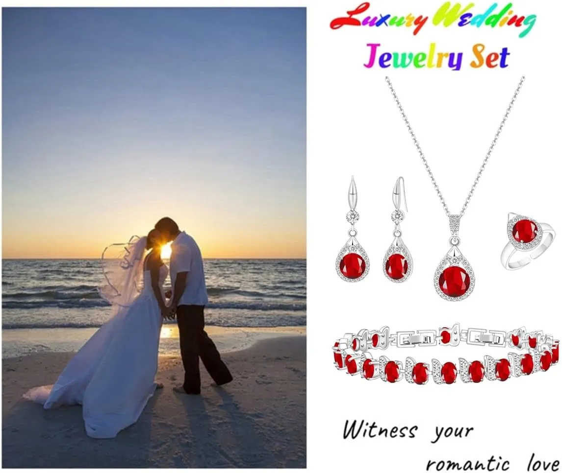 LMXXVJ Jewelry Set For Women,Platinum Plated Necklace Ring Earrings Bracelet Costume Jewelry Set Mother's Day Christmas Birthday Thanksgiving Day Gift for Mom/Wife