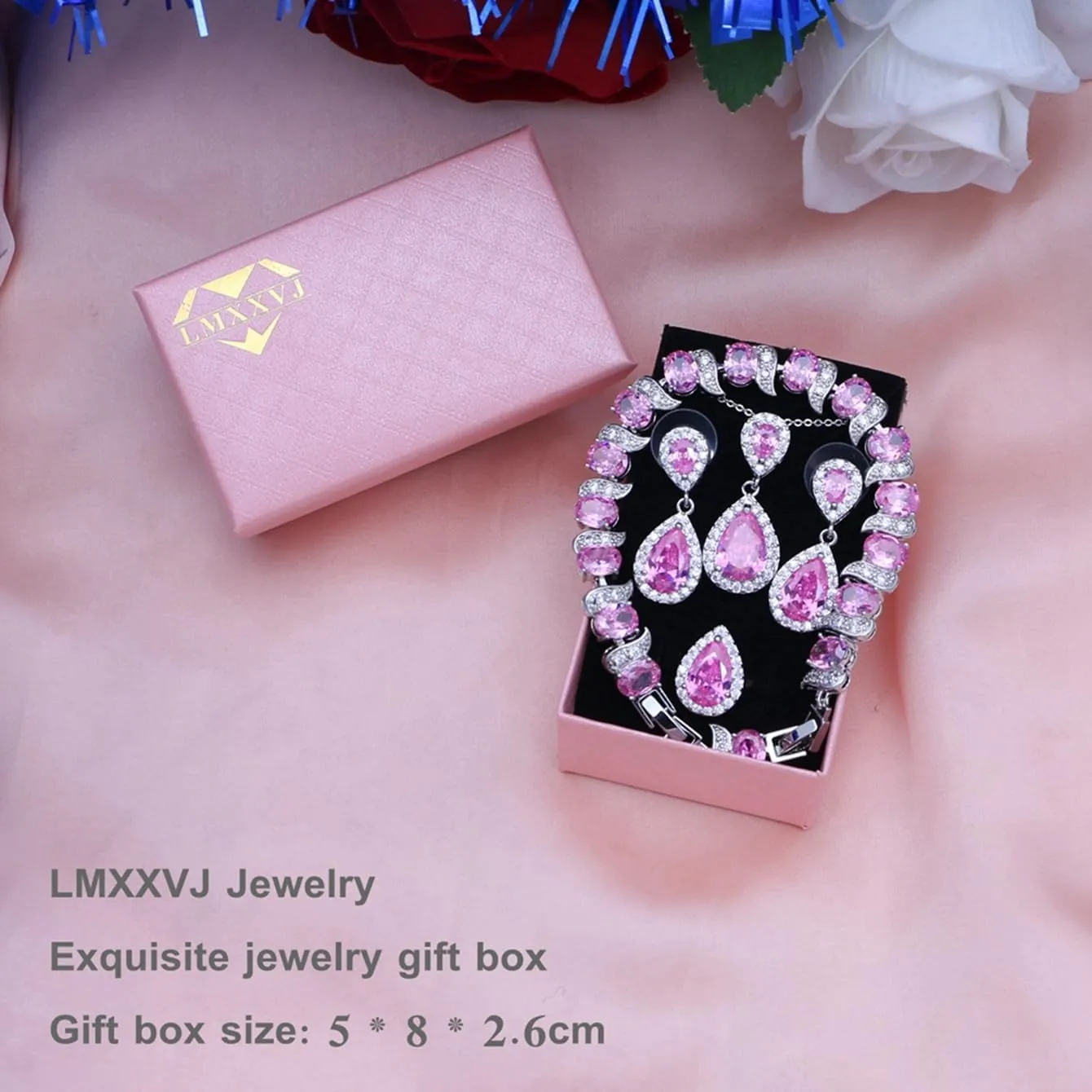 LMXXVJ Teardrop Jewelry Set for WomenNecklace Earrings Adjustable Ring Bracelet Set Fashion Formal Platinum/Gold/Rose Gold Jewelry Gift Girl/Mom/Wife/Grandmother/Best Friend/Aunt