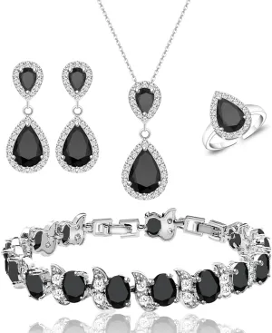 LMXXVJ Teardrop Jewelry Set for WomenNecklace Earrings Adjustable Ring Bracelet Set Fashion Formal Platinum/Gold/Rose Gold Jewelry Gift Girl/Mom/Wife/Grandmother/Best Friend/Aunt