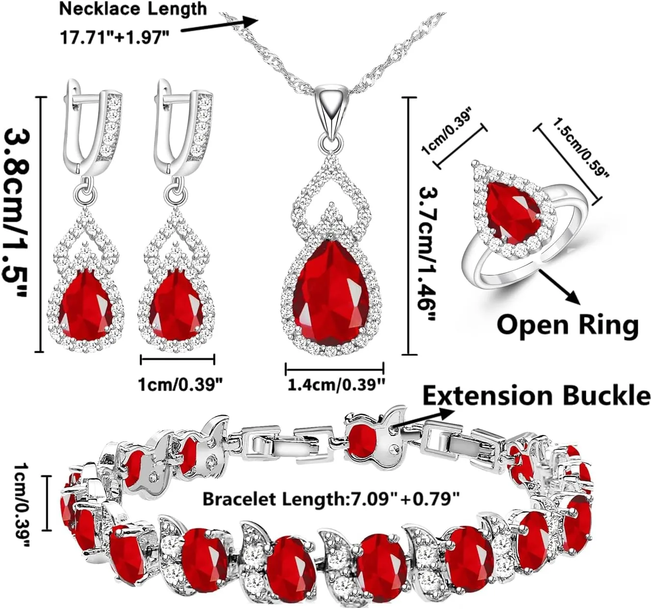 LMXXVJ Women Jewelry Set Platinum Plated Necklace Open Ring Earrings Bracelet Set,Birthday/Anniversary Mothers Day Jewelry Gifts for Mom/Wife/Sister/Best Friend