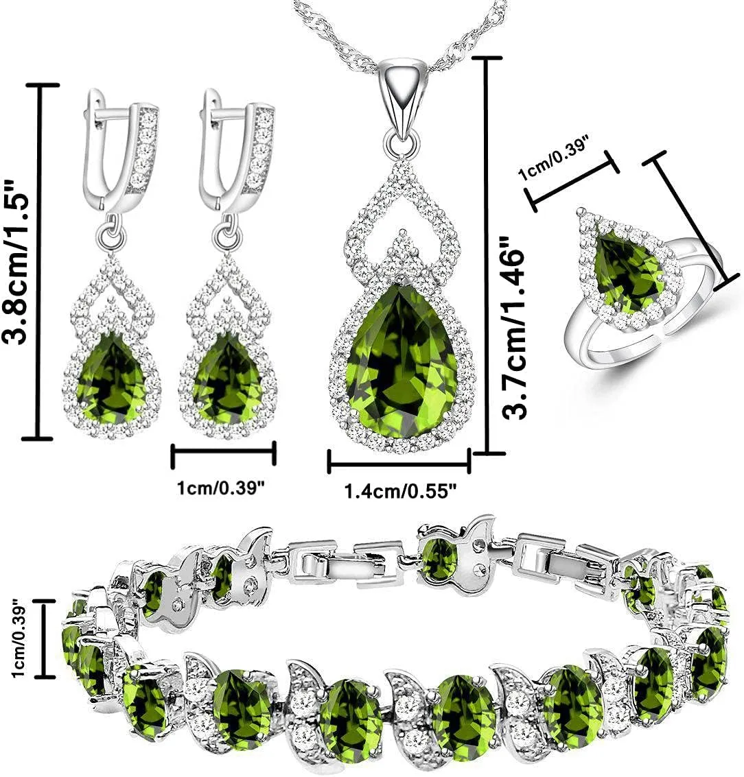LMXXVJ Women Jewelry Set Platinum Plated Necklace Open Ring Earrings Bracelet Set,Birthday/Anniversary Mothers Day Jewelry Gifts for Mom/Wife/Sister/Best Friend