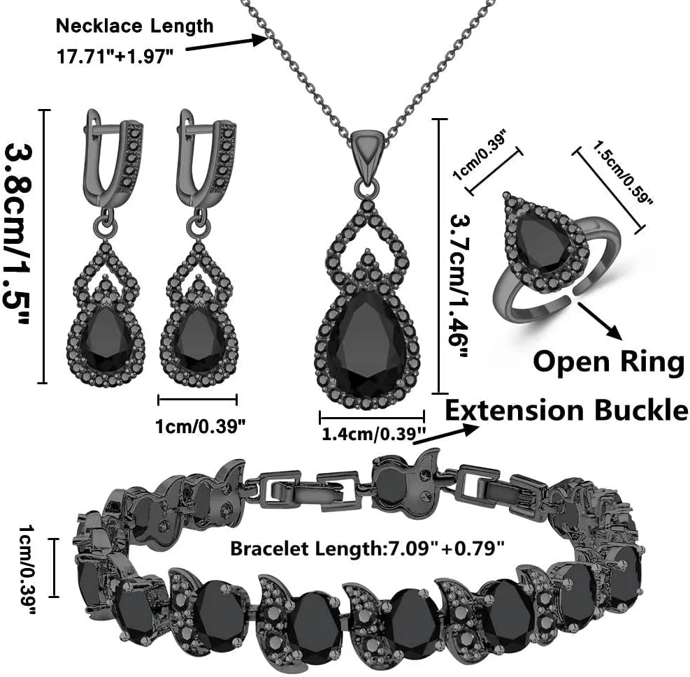 LMXXVJ Women Jewelry Set Platinum Plated Necklace Open Ring Earrings Bracelet Set,Birthday/Anniversary Mothers Day Jewelry Gifts for Mom/Wife/Sister/Best Friend