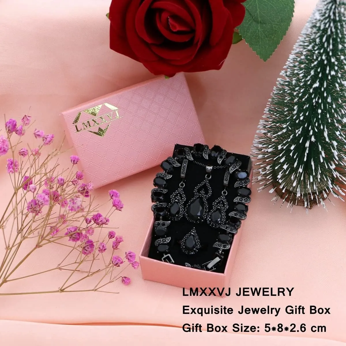 LMXXVJ Women Jewelry Set Platinum Plated Necklace Open Ring Earrings Bracelet Set,Birthday/Anniversary Mothers Day Jewelry Gifts for Mom/Wife/Sister/Best Friend