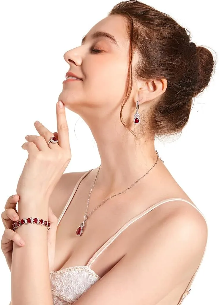 LMXXVJ Women Jewelry Set Platinum Plated Necklace Open Ring Earrings Bracelet Set,Birthday/Anniversary Mothers Day Jewelry Gifts for Mom/Wife/Sister/Best Friend